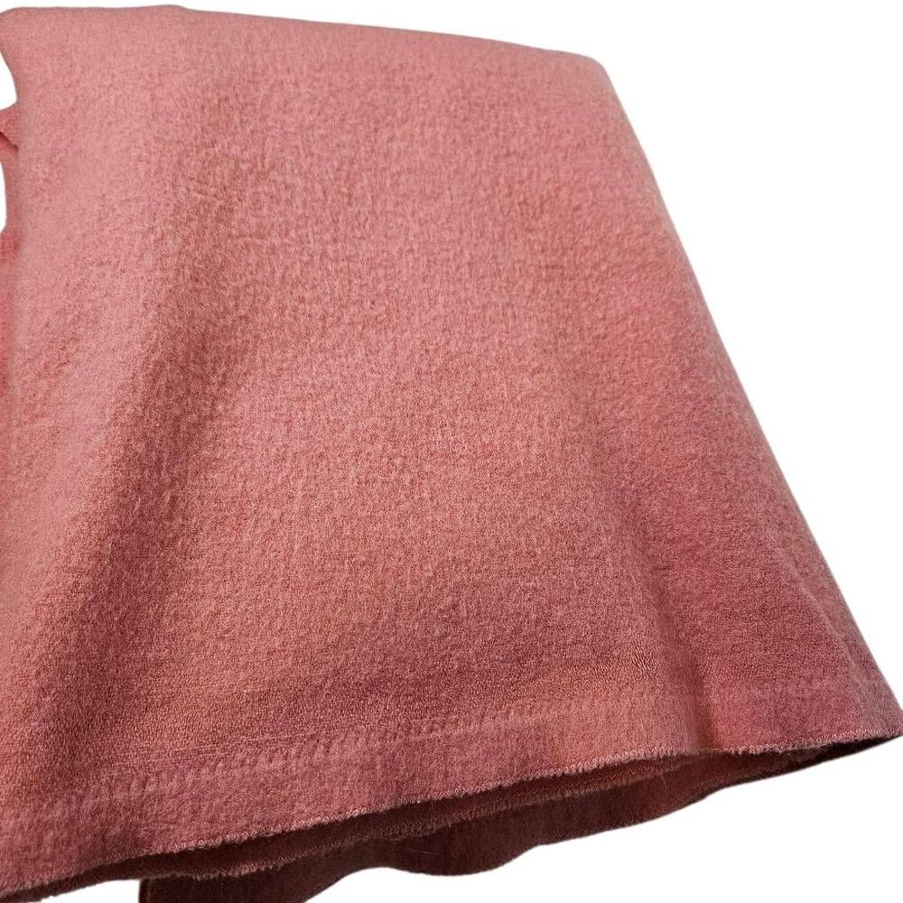 Vintage pink wool blanket, full size.